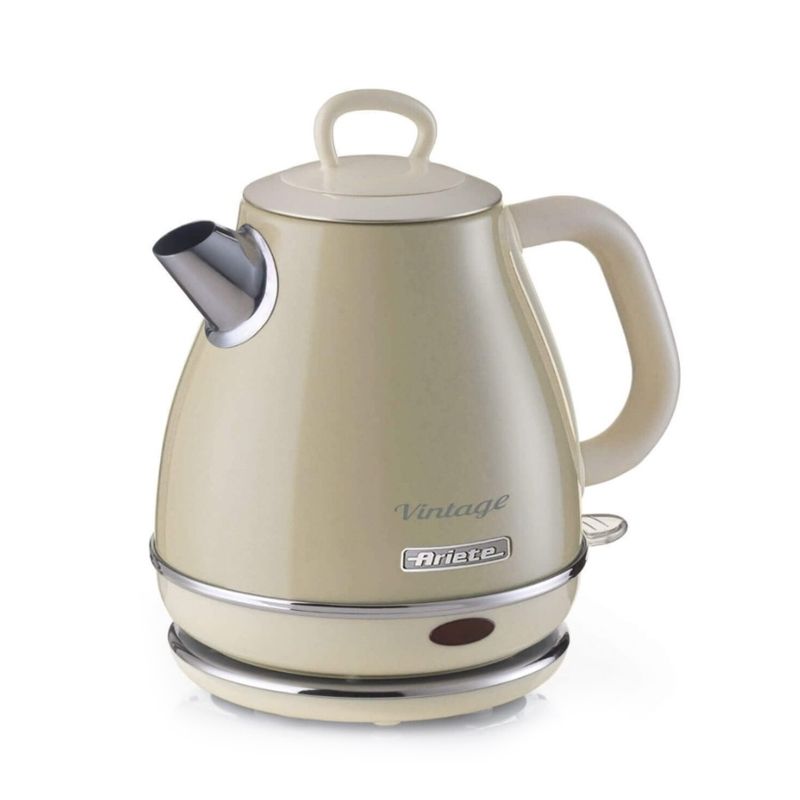 foto del prodotto ariete 2868 bollitore elettrico vintage 1 litro - infusi, tè e tisane - autospegnimento - acciaio inox - 1 litro - 1600 watt - beige - ari2868bg