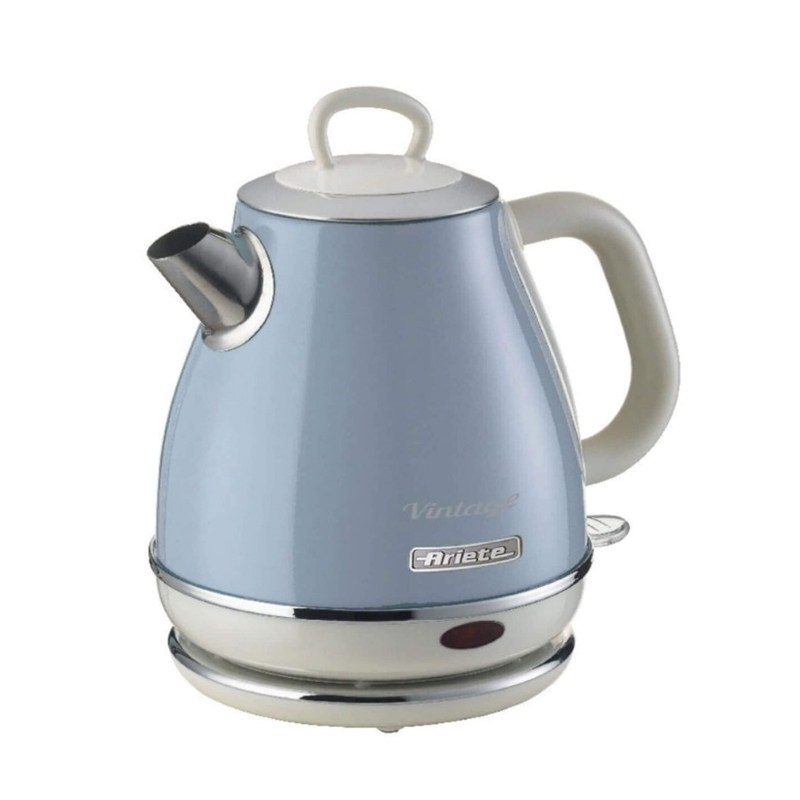 foto del prodotto ariete 2868 bollitore elettrico vintage 1 litro infusi, t e tisane autospegnimento acciaio inox 1 litro 1600 watt celeste