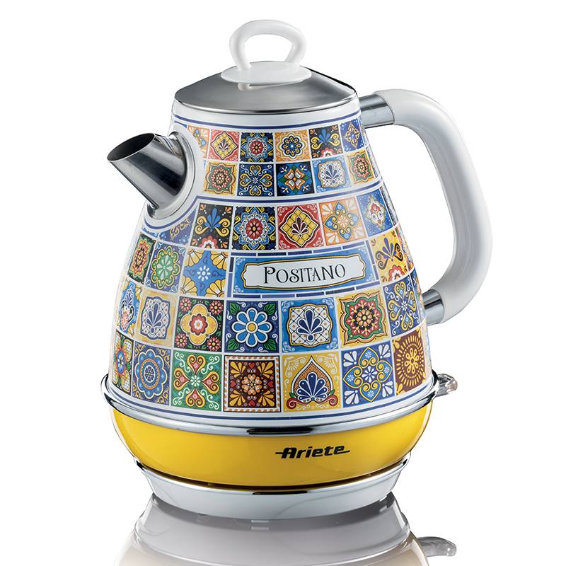 foto del prodotto ariete 2869 bollitore positano, bollitore elettrico, 1,7l, infusi, the, tisane, base cordless, autospegnimento