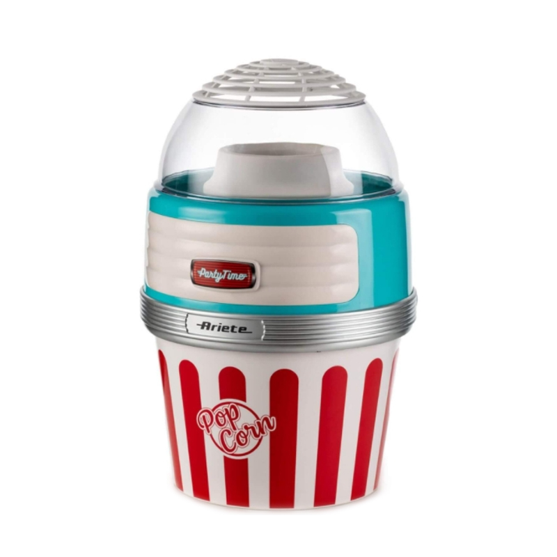 foto del prodotto ariete 2957 pop corn xl party time macchina per popcorn scoppia 60gr di mais in 2 minuti ad aria calda ciotola estraibile 1100 watt azzurro