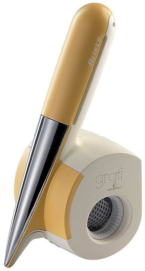 foto del prodotto ariete 457 grat waterproof grattugia elettrica impermeabile senza filo lavabile sotto acqua corrente 2 rulli acciaio inox bianco e giallo