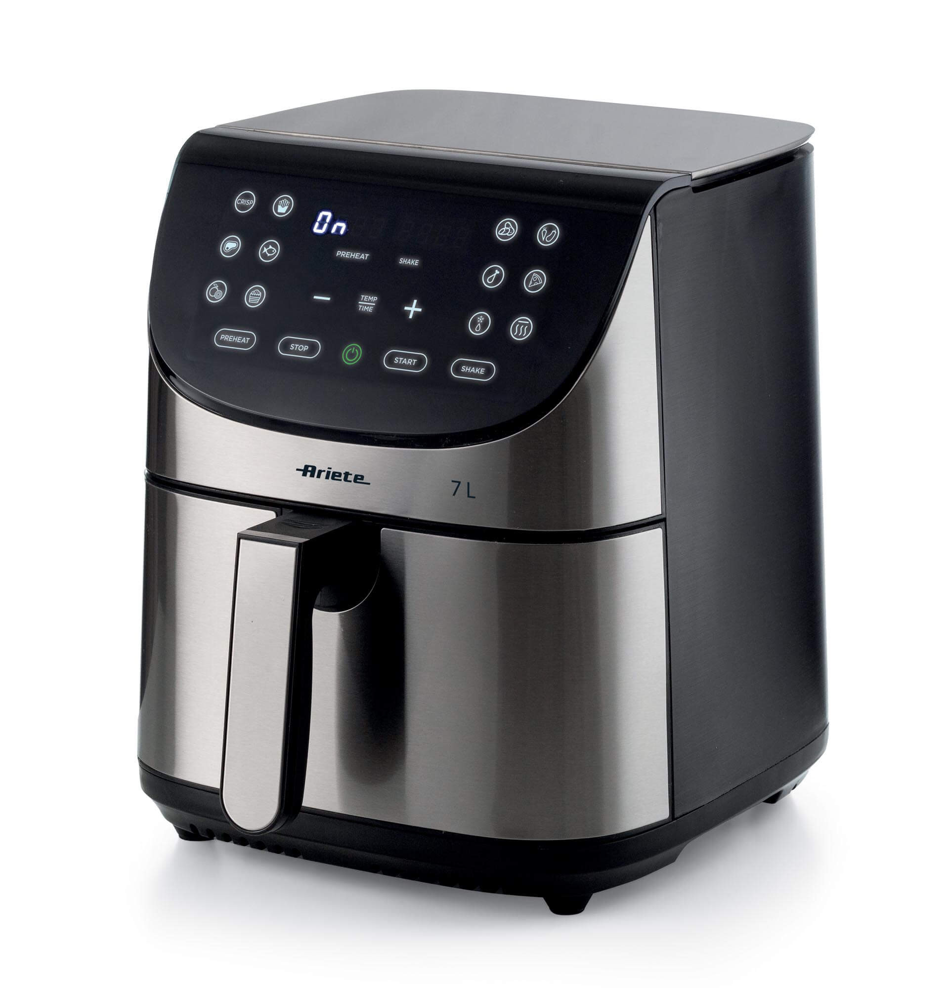 foto del prodotto ariete 4628 friggitrice ad aria 7l, 1800 w, capacit 7l, capacit di cottura 2,8kg, 12 programmi preimpostati, funzione max crisp, temperatura fino a 200 , cestello antiaderente con griglia, metal