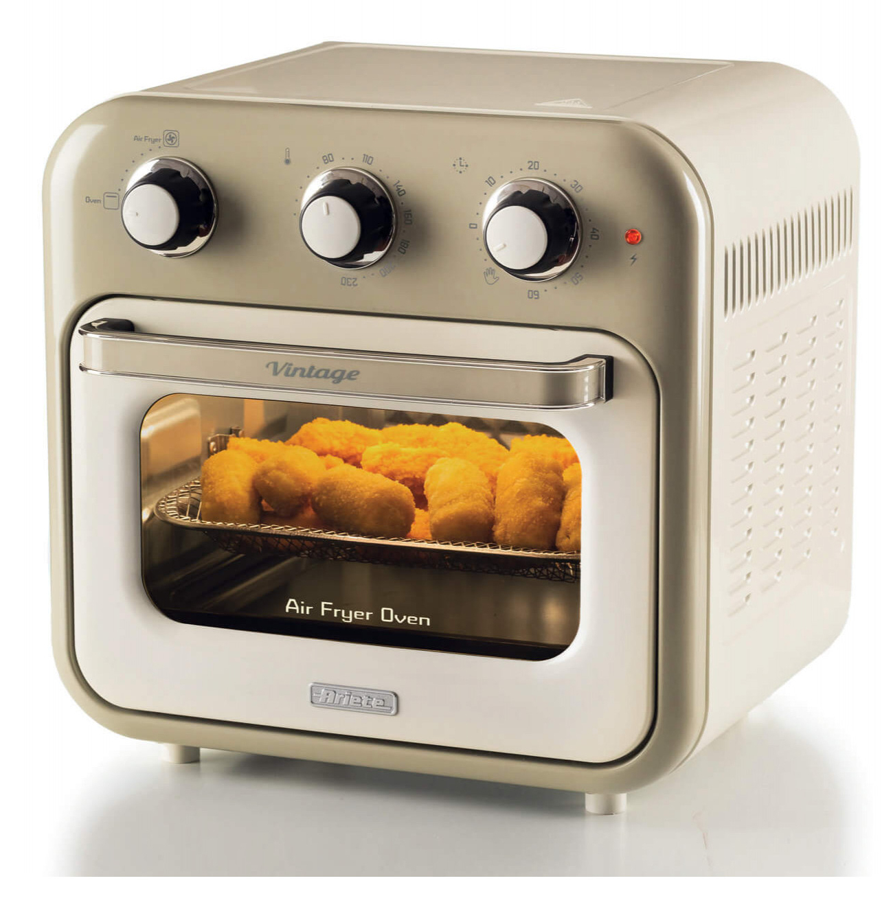 foto del prodotto ariete 4632 friggitrice ad aria e forno vintage, 1400w, 2in1, capacit 16l, accessori inclusi, timer 60 minuti, doppio vetro, beige