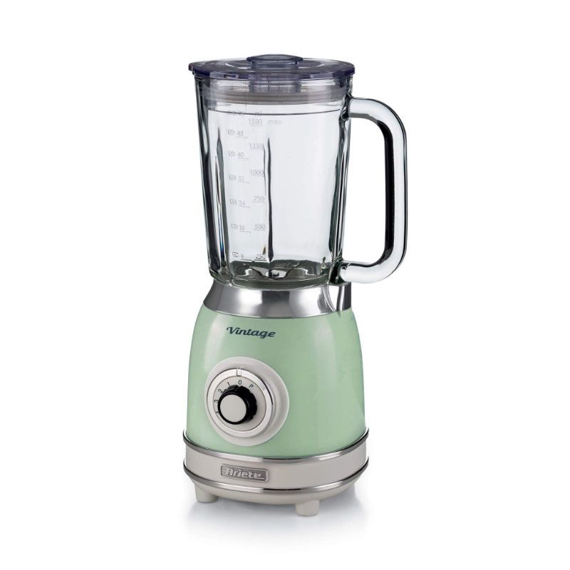 foto del prodotto ariete 583, frullatore vintage con tazza in vetro da 1,5 litri, 4 lame in acciaio inox, 4 velocità pulse,1000 watt, verde - ari0583 04