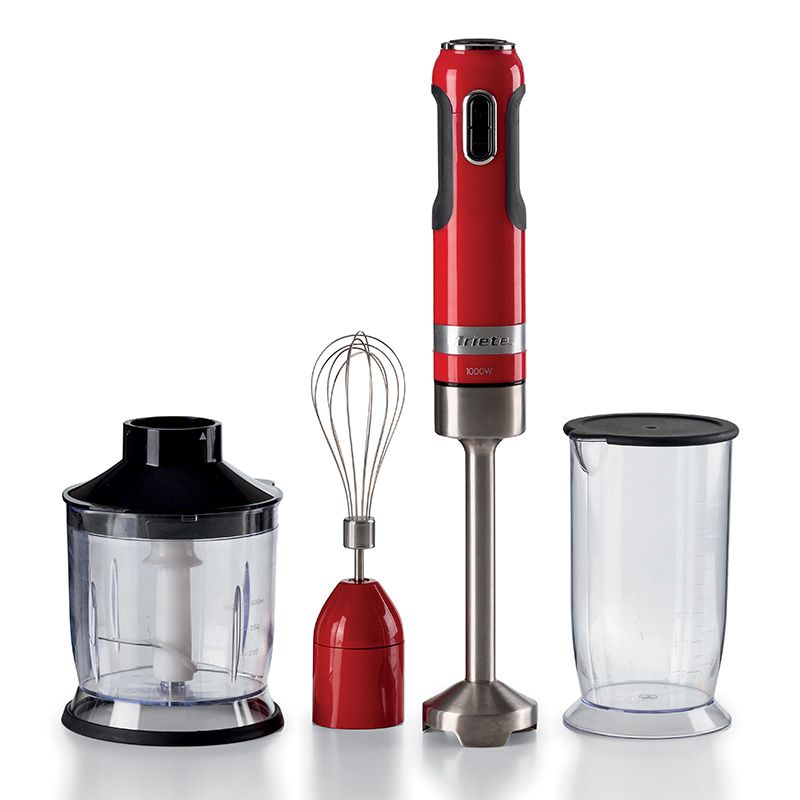 foto del prodotto ariete 602 frullatore a immersione moderna, 1000w, 10 velocità turbo, accessori inclusi, rosso - ari0602 00