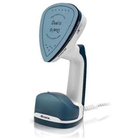 foto del prodotto ariete 6246 duetto garment iron stiratrice verticale e ferro da stiro con piastra in ceramica antiaderente 1000 watt bianco e blu