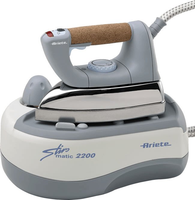 foto del prodotto ariete 6257 stiromatic 2200 ferro da stiro con caldaia in acciaio inox piastra in alluminio manico in sughero vapore continuo fino 80 gr min
