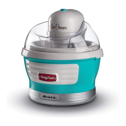 foto del prodotto ariete 643 ice cream maker party time, macchina per fare il gelato, 12w, capacit 1,5 l, cestello estraibile con doppio isolamento, tempo preparazione 30 minuti, coperchio per aggiunta ingredienti, azzurro
