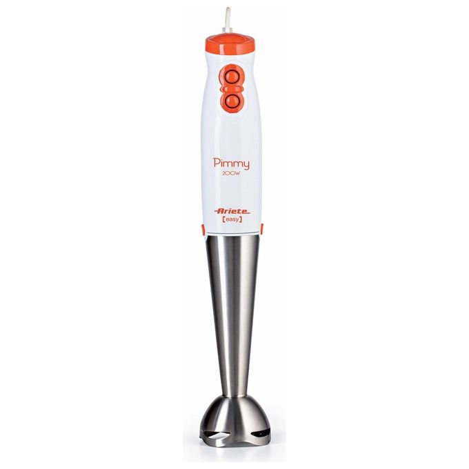 foto del prodotto ariete 881 pimmy 200 frullatore ad immersione 200 watt, gambo staccabile in acciaio inox bianco-arancio e acciaio inox