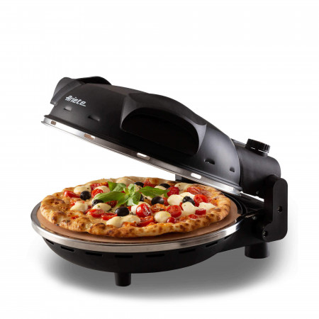 foto del prodotto ariete 917 forno pizza pizza in 4 minuti piastra in pietra refrattaria con trattamento antiaderente temperatura max 400 1200 watt timer 30 nero
