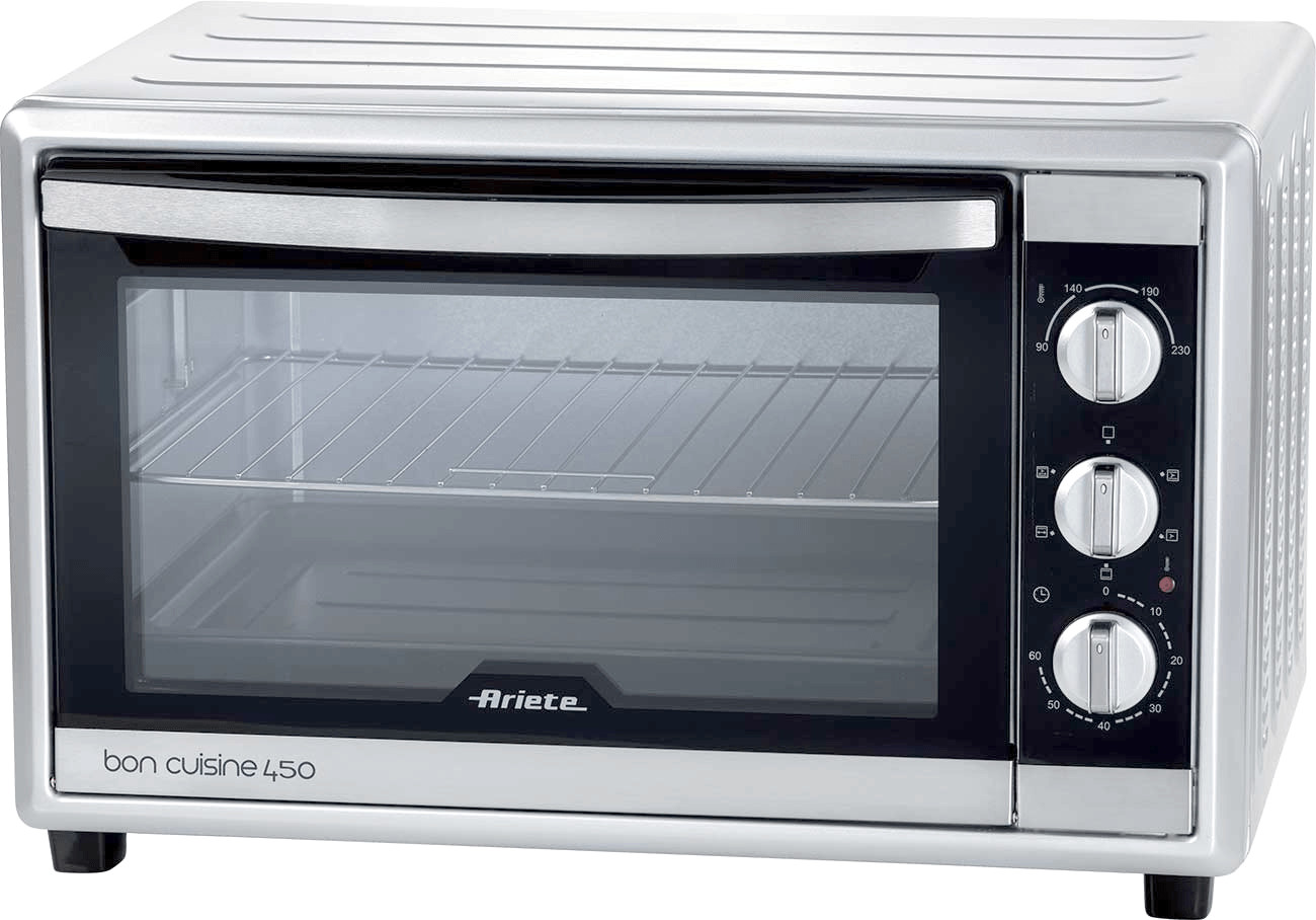 foto del prodotto ariete 986 forno elettrico ventilato con girarrosto 45 litri bon cuisine 450 doppio vetro temperatura max 230 1800 watt acciaio inox