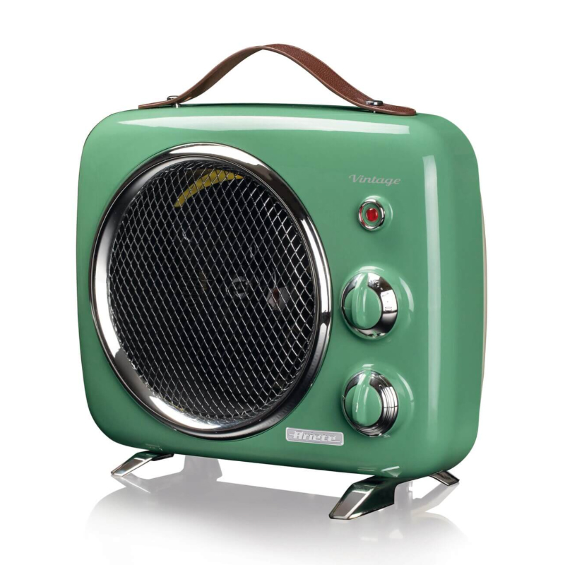 foto del prodotto ariete termoventilatore vintage, freddo e caldo, termostato regolabile, maniglia per facile trasporto, 2000 w, verde
