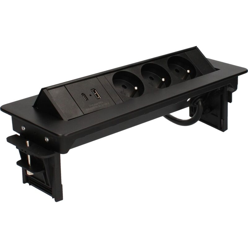 foto del prodotto arlux lighting blocco prese girevole 3 prese 1 porte usb 1 usb c nero