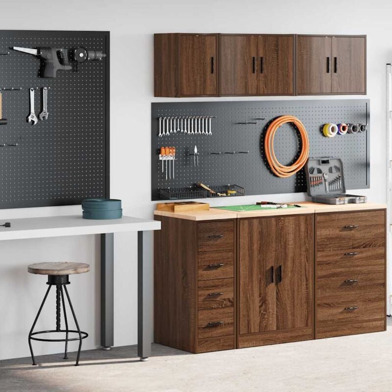 foto del prodotto armadi da garage 2 pz rovere marrone in legno multistrato vidaxl