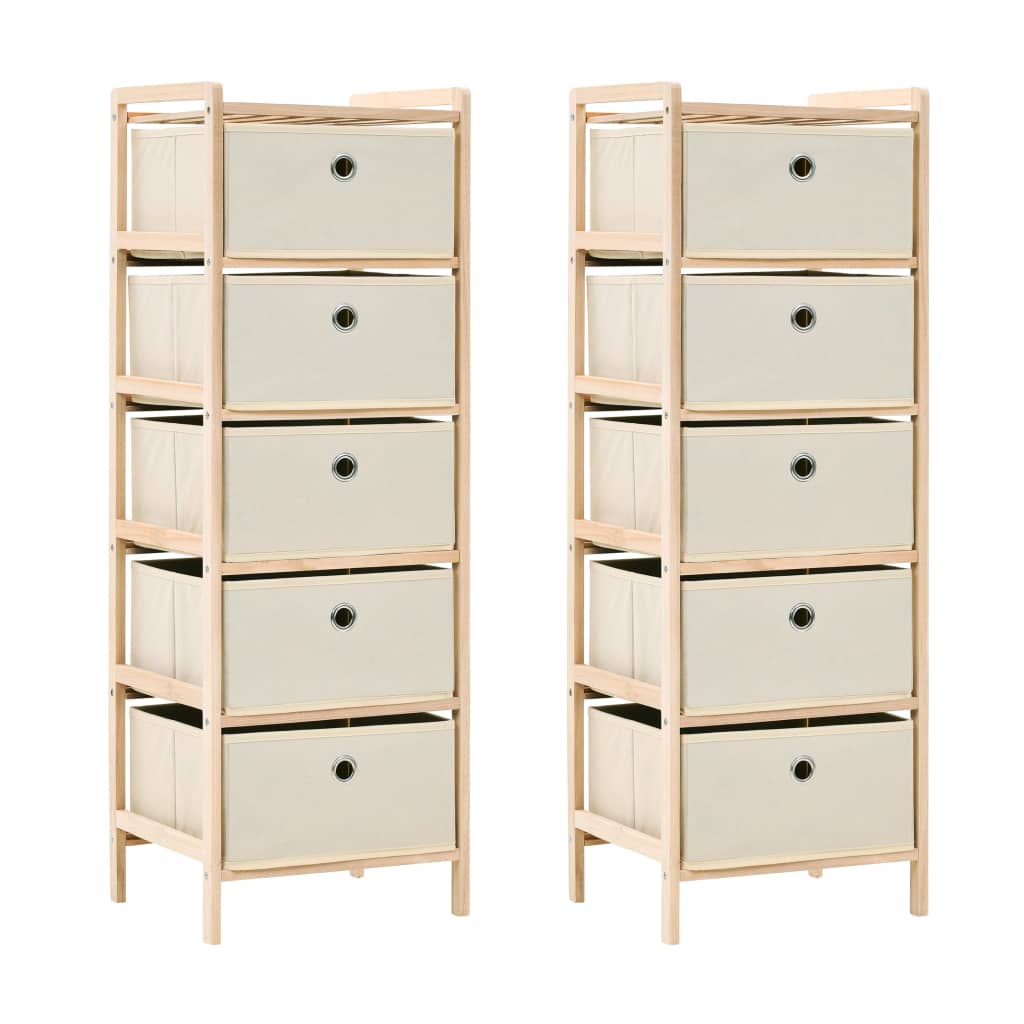 foto del prodotto armadietti 2 pz con 5 cesti in tessuto e legno di cedro beige cod mxl 52980