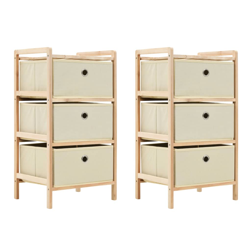 foto del prodotto armadietti 2 pz con 6 cesti in tessuto e legno di cedro beige cod mxl 45602