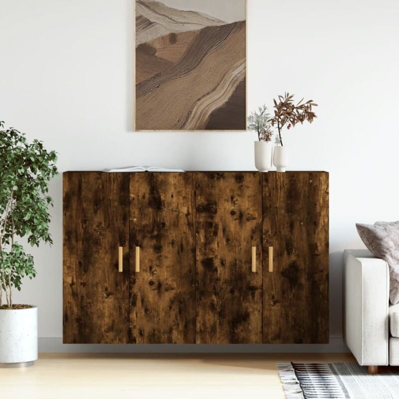foto del prodotto armadietti a parete 2 pz rovere fumo in legno multistrato vidaxl