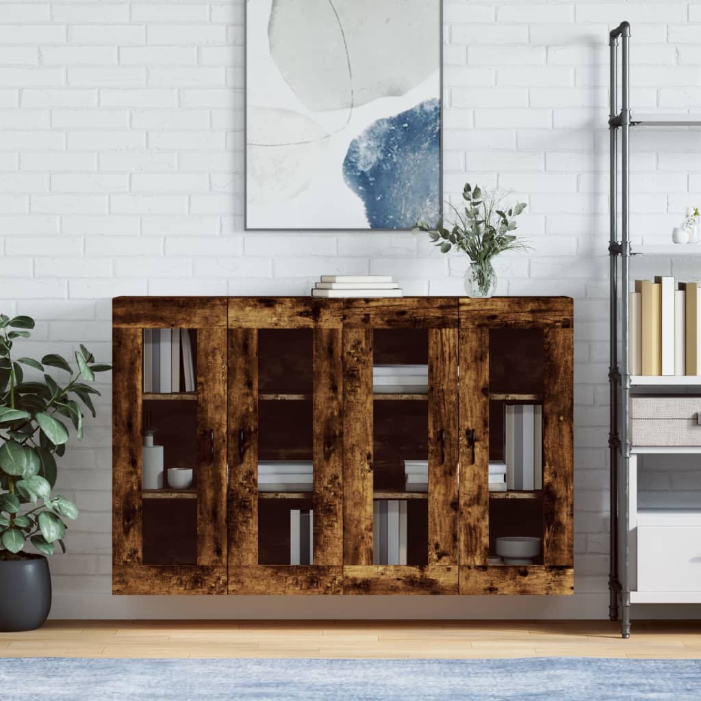 foto del prodotto armadietti a parete 2 pz rovere fumo in legno multistratocod mxl 118082