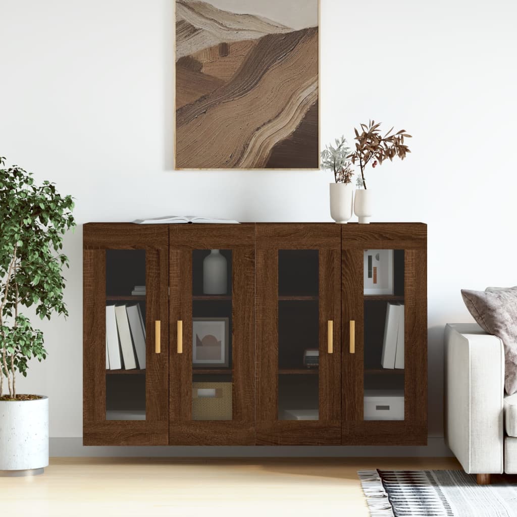 foto del prodotto armadietti a parete 2 pz rovere marrone in legno multistrato