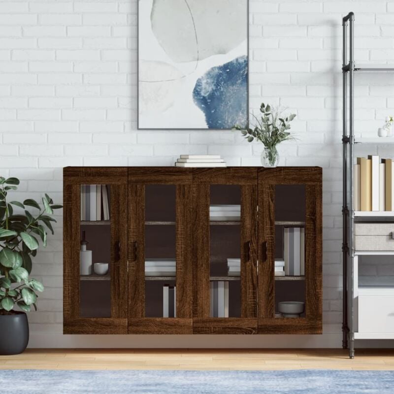 foto del prodotto armadietti a parete 2 pz rovere marrone in legno multistrato
