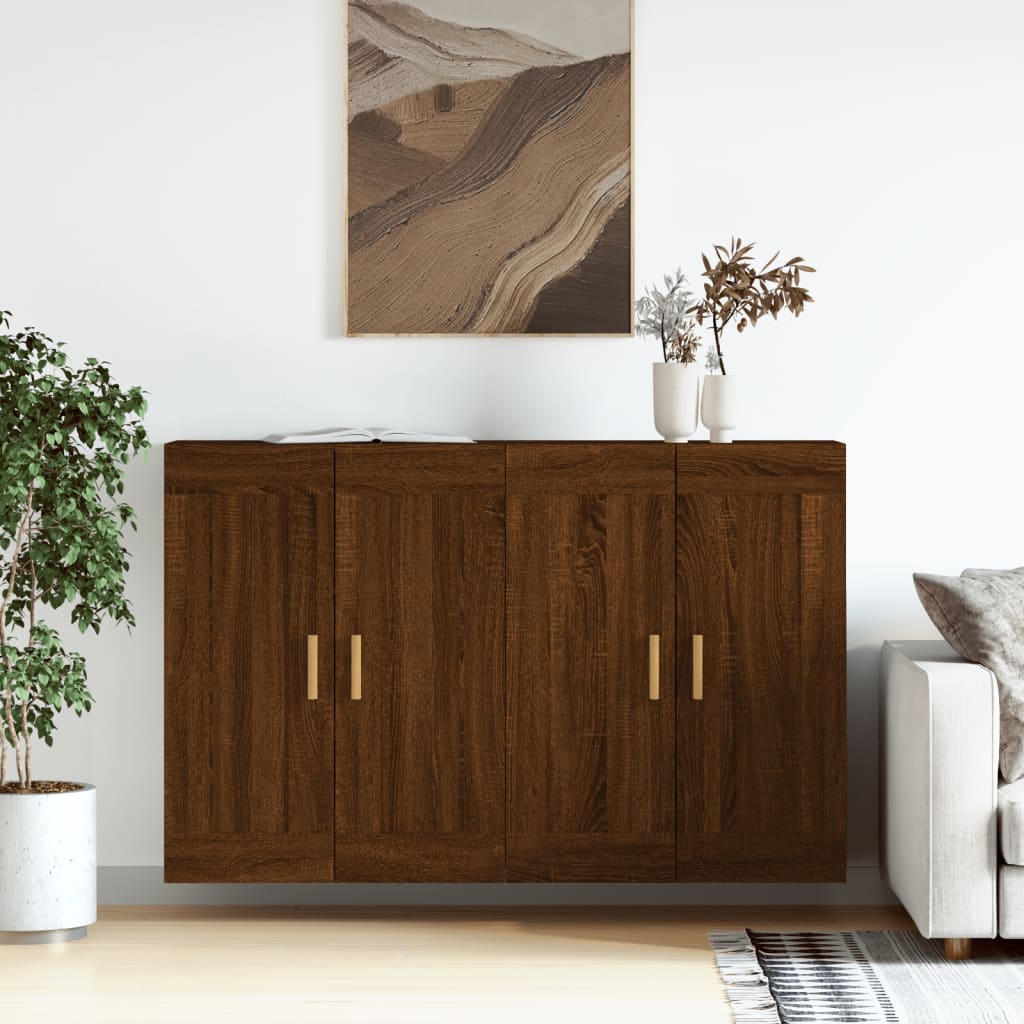 foto del prodotto armadietti a parete 2 pz rovere marrone in legno multistrato