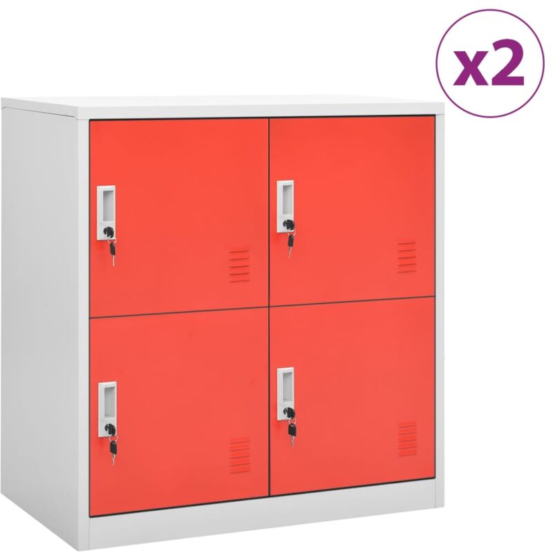 foto del prodotto armadietti chiavi 2pz grigio chiaro rosso 90x45x92,5cm acciaio cod mxl 41505