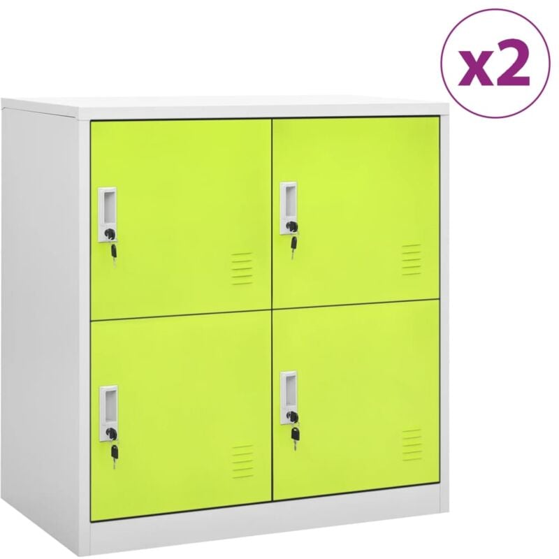 foto del prodotto armadietti chiavi 2pz grigio chiaro verde 90x45x92,5cm acciaio vidaxl