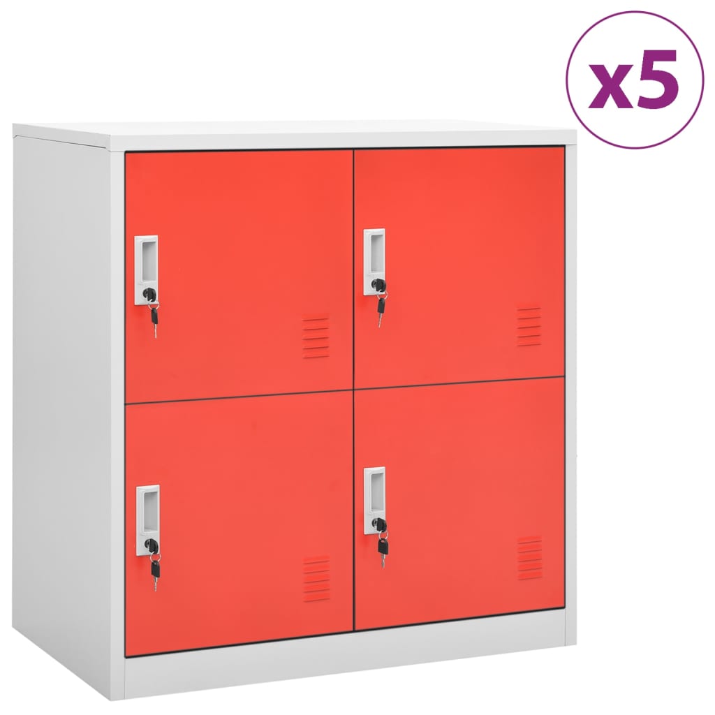 foto del prodotto armadietti chiavi 5pz grigio chiaro rosso 90x45x92,5cm acciaio