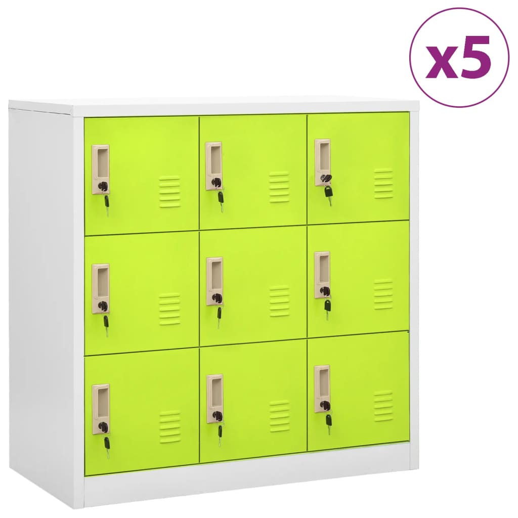 foto del prodotto armadietti chiavi 5pz grigio chiaro verde 90x45x92,5cm acciaio cod mxl 40504