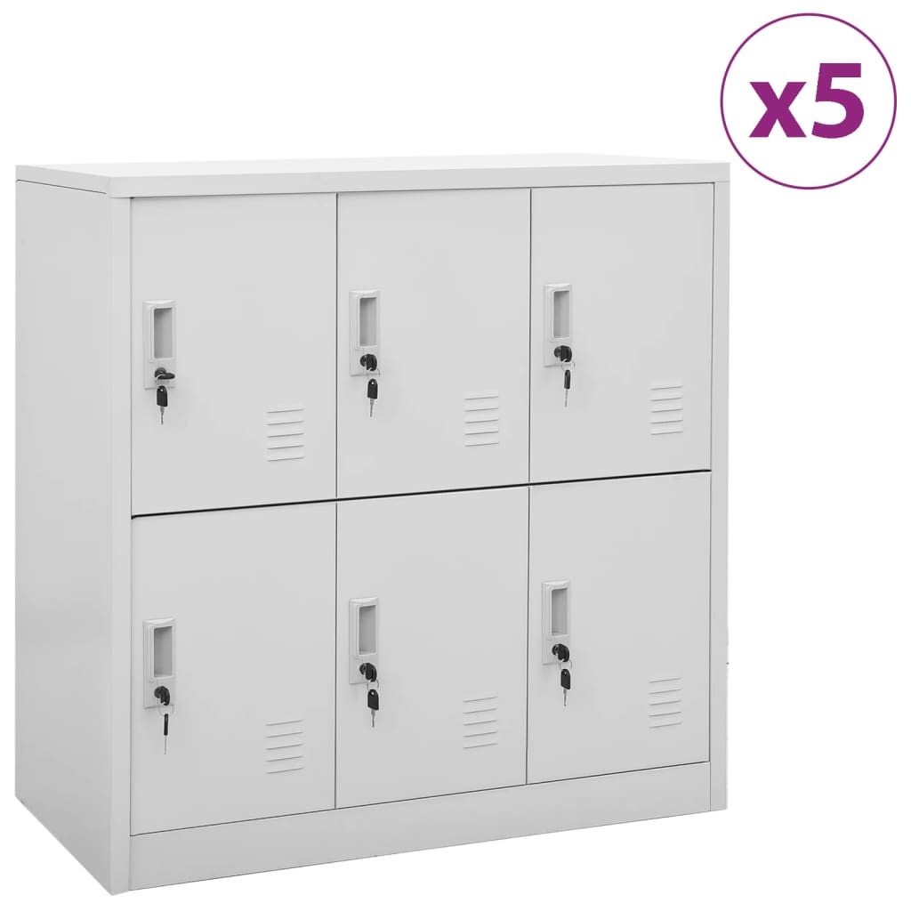 foto del prodotto armadietti con chiave 5 pz grigio chiaro 90x45x92,5 cm acciaio cod mxl 46426