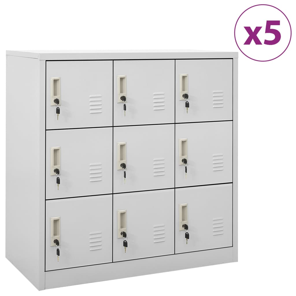 foto del prodotto armadietti con chiave 5 pz grigio chiaro 90x45x92,5 cm acciaio cod mxl 50558