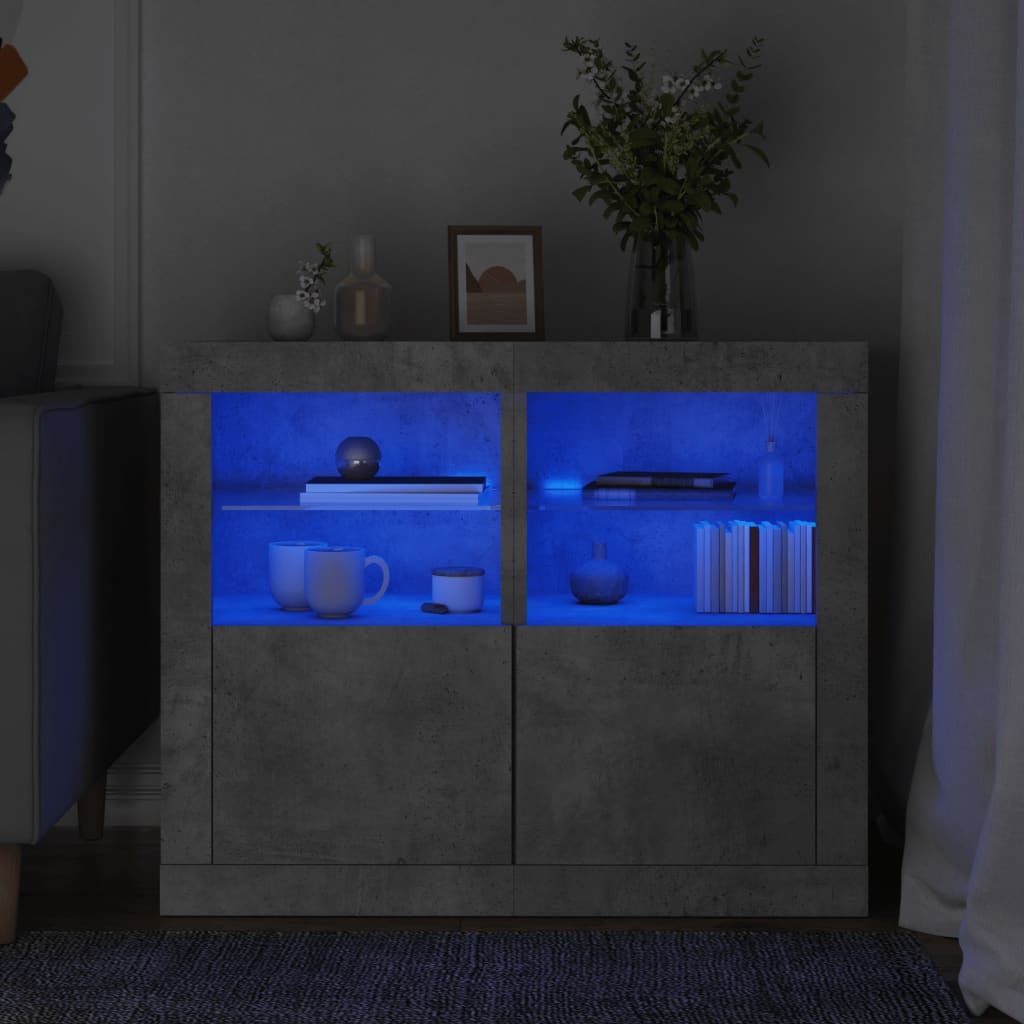foto del prodotto armadietti con luci led 2pz grigio cemento in legno multistratocod mxl 133131