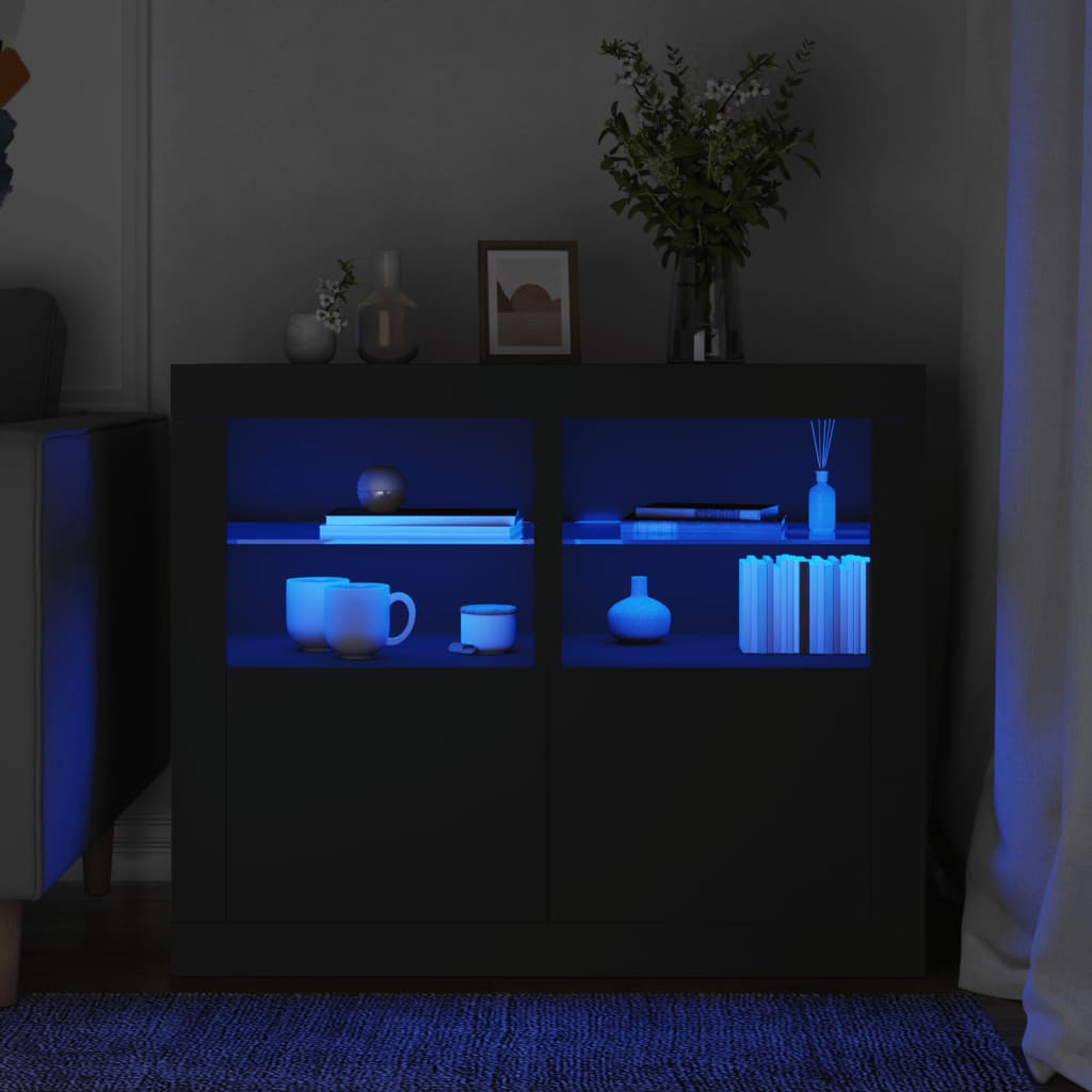 foto del prodotto armadietti con luci led 2pz neri in legno multistratocod mxl 85182