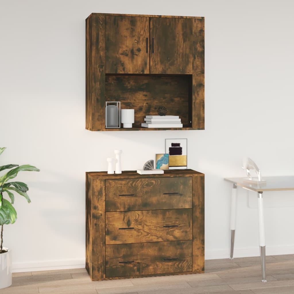 foto del prodotto armadietto a muro rovere fumo 80x33x80 cm in legno multistrato cod mxl 26566