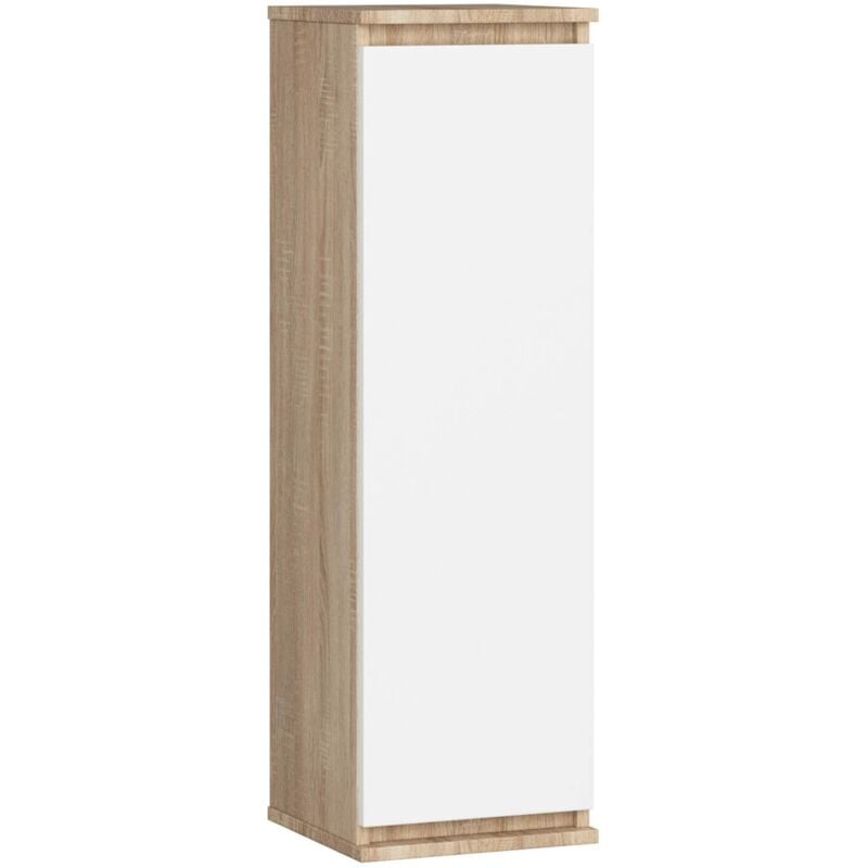 foto del prodotto armadietto a parete con ante strette akord w30 sonoma quercia 30 cm 1 anta inserto frontale bianco 30x30x99 cm