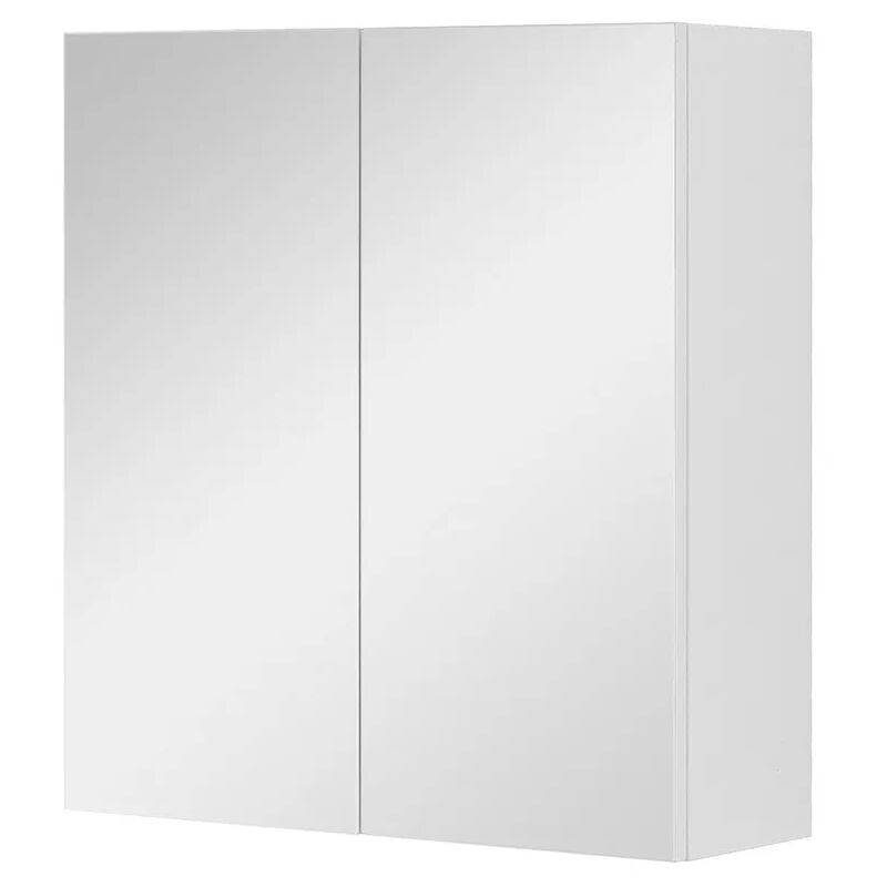foto del prodotto armadietto a specchio 60x66 cm bianco lucido ante e ripiani regolabili