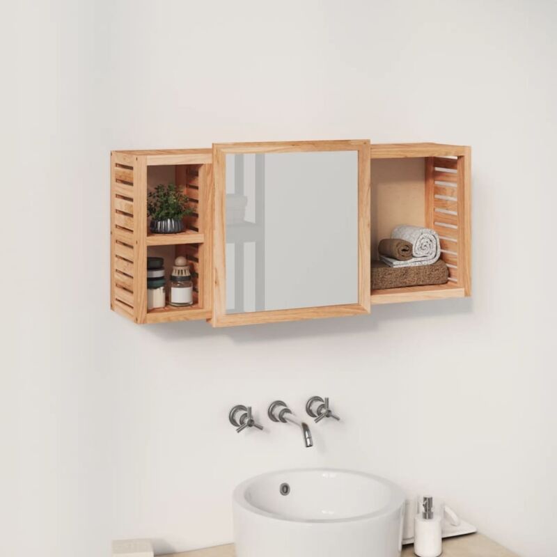 foto del prodotto armadietto a specchio 80x17x34 cm in legno massello di noce vidaxl
