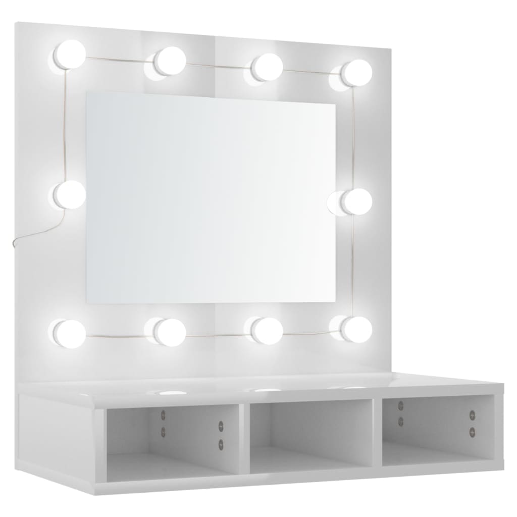 foto del prodotto armadietto a specchio con led 60 x 31,5 x 62 cm bianco lucido 02 0006657