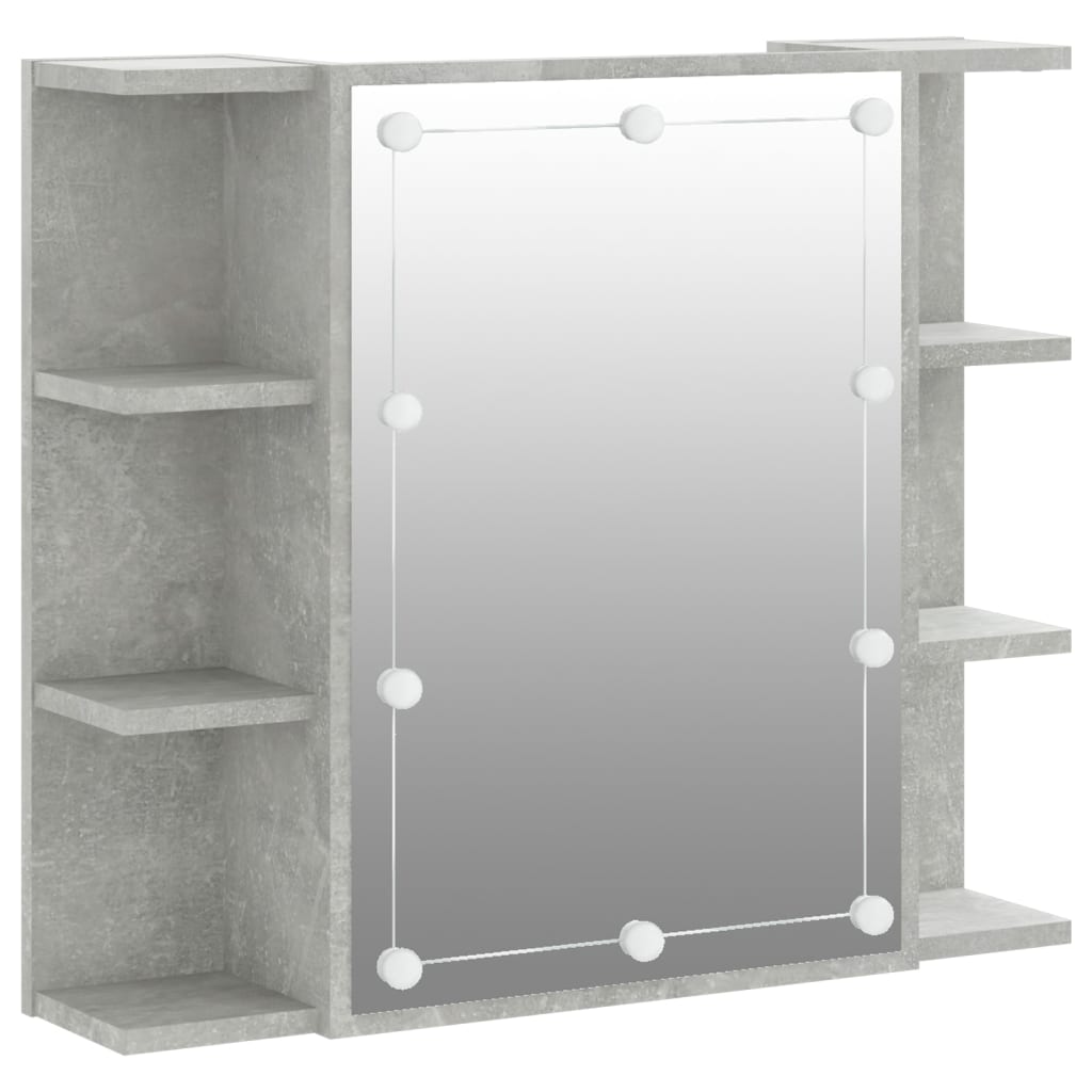 foto del prodotto armadietto a specchio con led 70 x 16,5 x 60 cm grigio 02 0006674