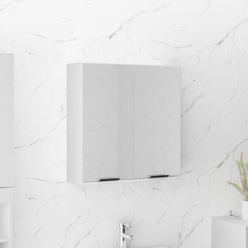 foto del prodotto armadietto a specchio da bagno bianco 64x20x67 cm vidaxl