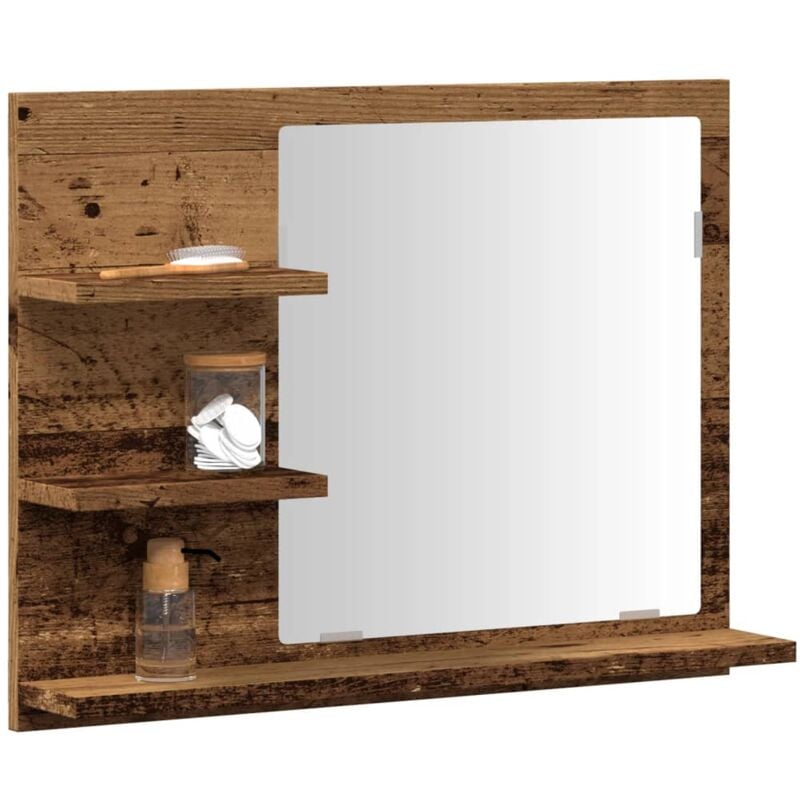 foto del prodotto armadietto a specchio da bagno legno vecchio 60x10,5x45 cm vidaxl