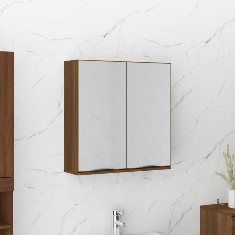foto del prodotto armadietto a specchio da bagno rovere marrone 64x20x67 cm vidaxl