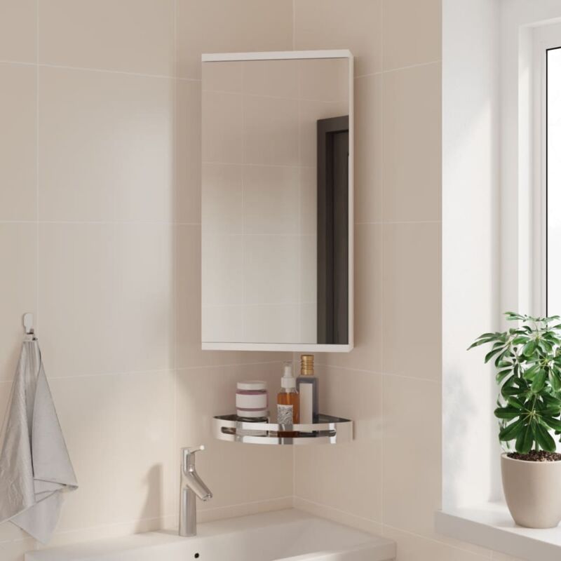 foto del prodotto armadietto angolare con specchio da bagno bianco 30x24x60 cm vidaxl