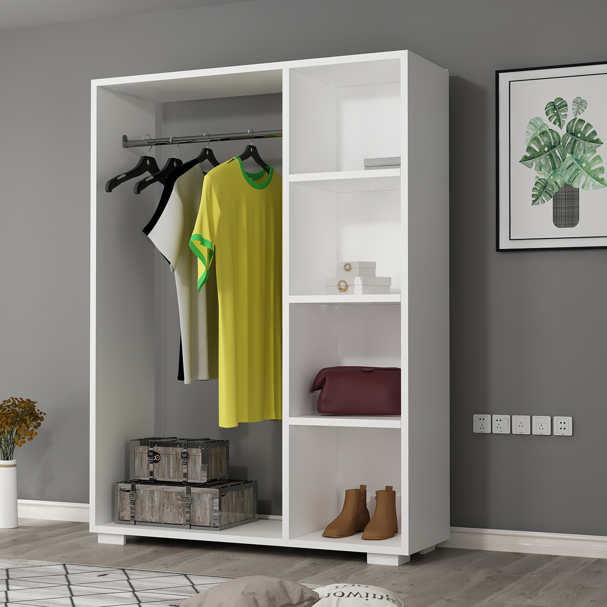 foto del prodotto armadietto aperto per guardaroba nesbyen bianco en.casa 