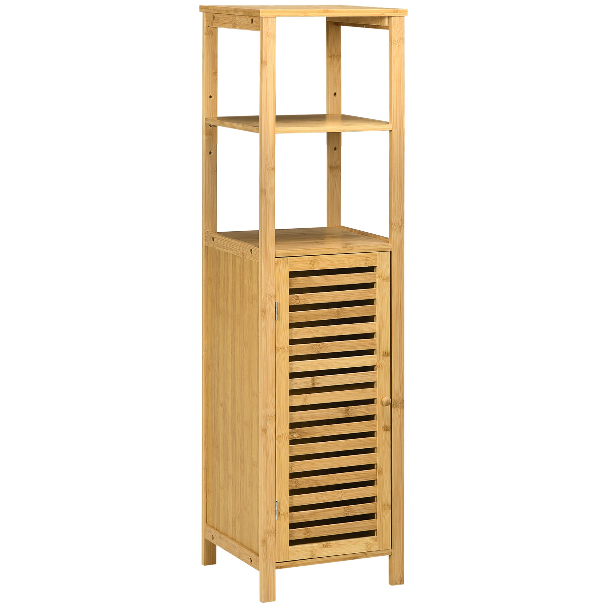 foto del prodotto armadietto bagno 1 anta 2 ripiani 32,9x29,9x120 cm in bamb legno naturale