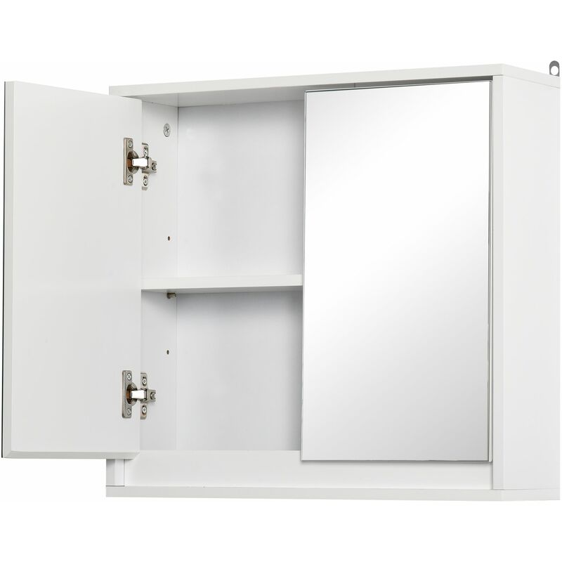immagine 0 del prodotto armadietto bagno a 2 ante con specchiera e ripiano regolabile 48x14,5x45 cm in mdf bianco