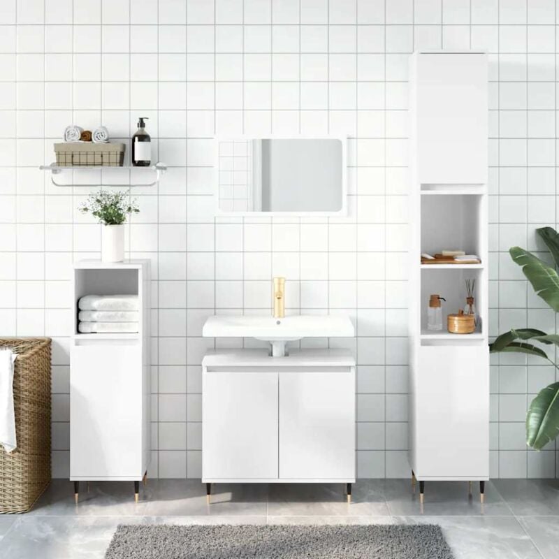 foto del prodotto armadietto bagno bianco lucido 58x33x60cm in legno multistrato vidaxl