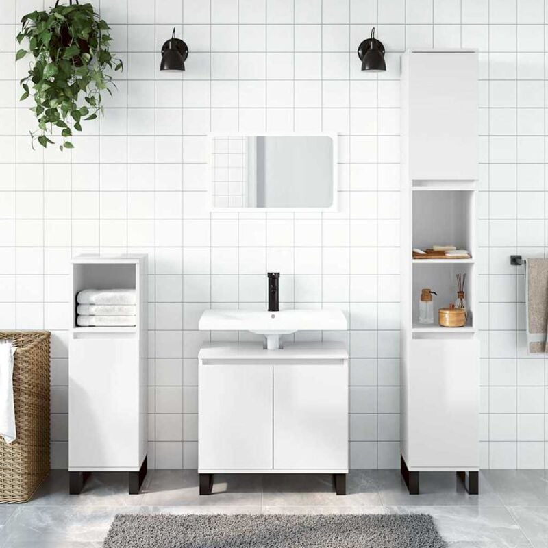 foto del prodotto armadietto bagno bianco lucido 58x33x60cm in legno multistrato vidaxl