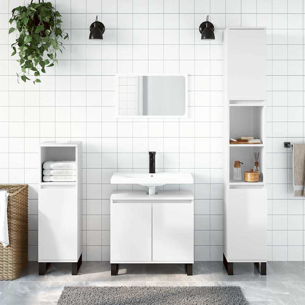 foto del prodotto armadietto bagno bianco lucido 58x33x60cm in legno multistratocod mxl 80251