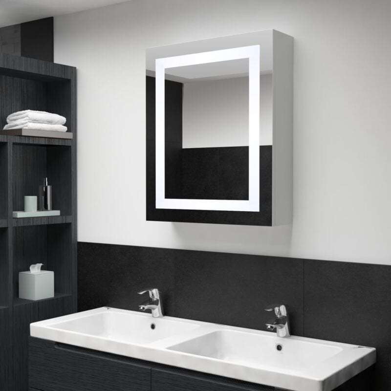 foto del prodotto armadietto bagno con specchio e led 50x13x70 cm vidaxl
